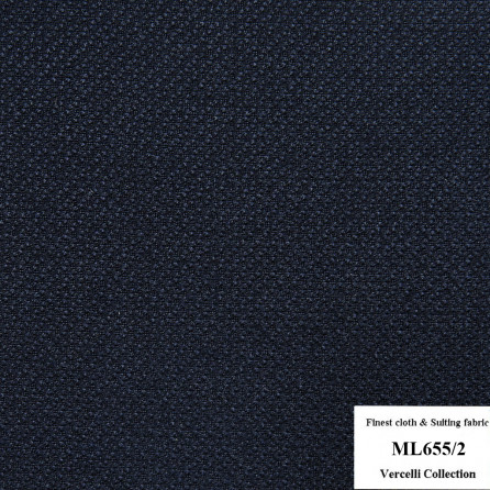 [Liên hệ] ML655/2 Vercelli CVM - Vải Suit 95% Wool - Xanh navy Trơn